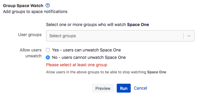 group space watch no groups