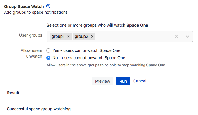 group space watch success